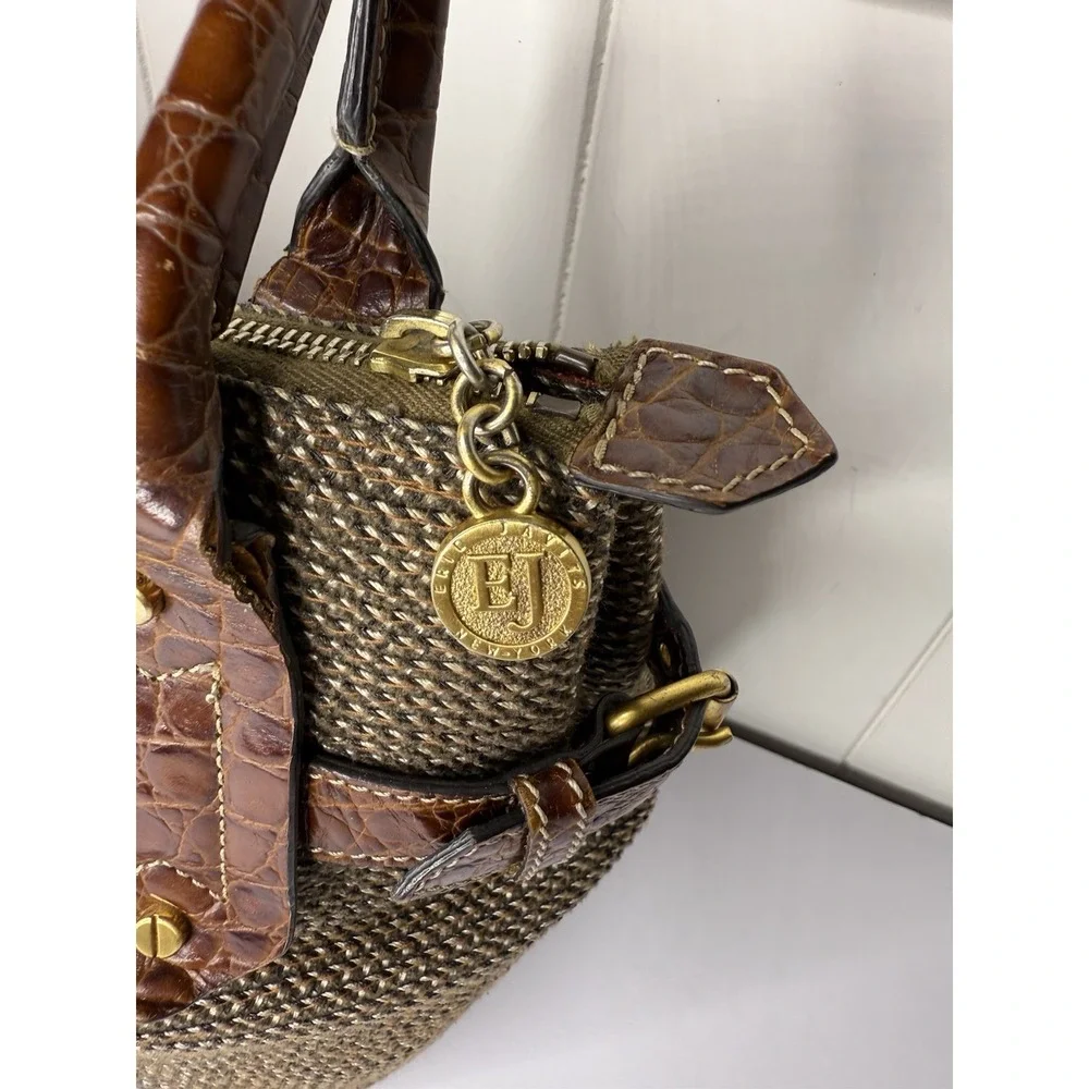 ERIC JAVITS Squishee Woven Satchel Alligator Embossed Handbag
